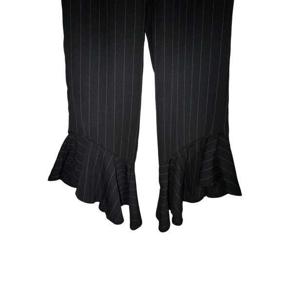 Pin Striped Black Ruffled Hem Pants By Bershka EUR 34 / USA 2 Small Classic Cute - Picture 4 of 9